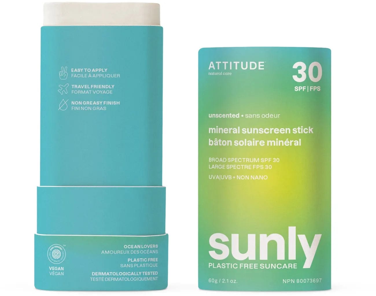 Plastic-free mineral sunscreen stick SPF 30, 60 g