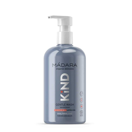 Mádara Kind Gentle Wash bottle on a white background